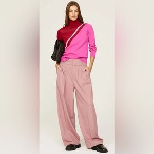Saunders x RTR 
Pink Colorblock Sweater Women's Pink Pleated Pants